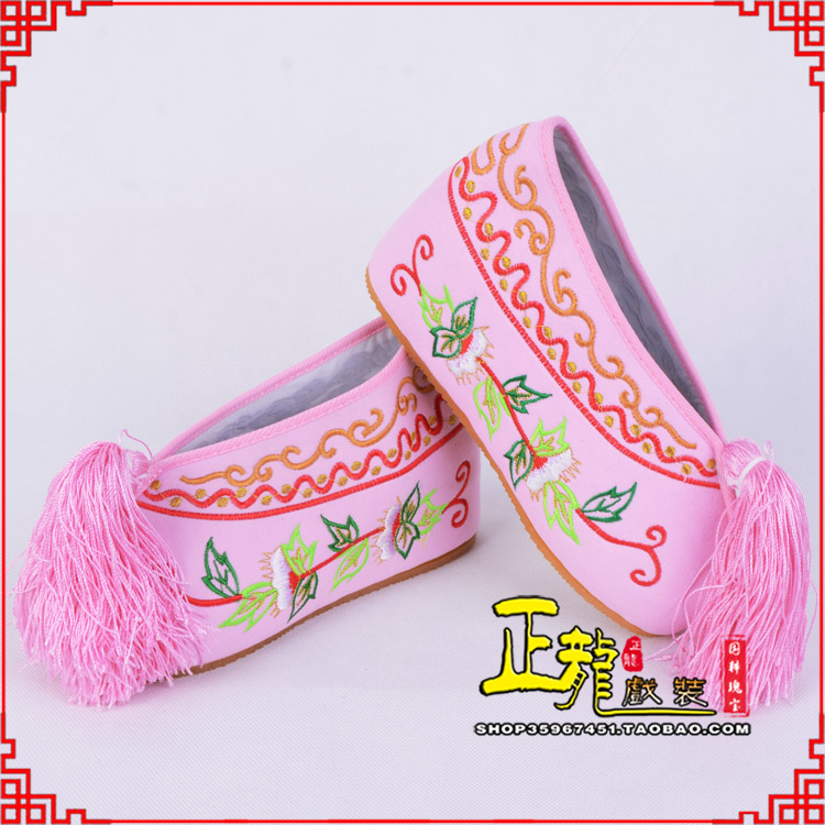 顺平花旦鞋女绣花彩鞋 舒适款草花内高彩鞋