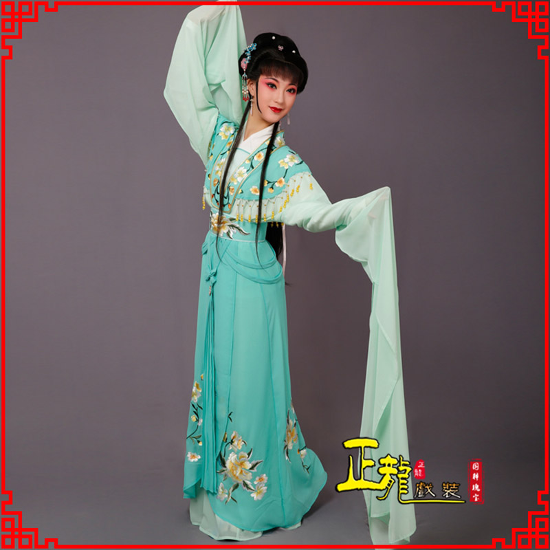 顺平青衣水袖戏服演出服 云肩花旦衣